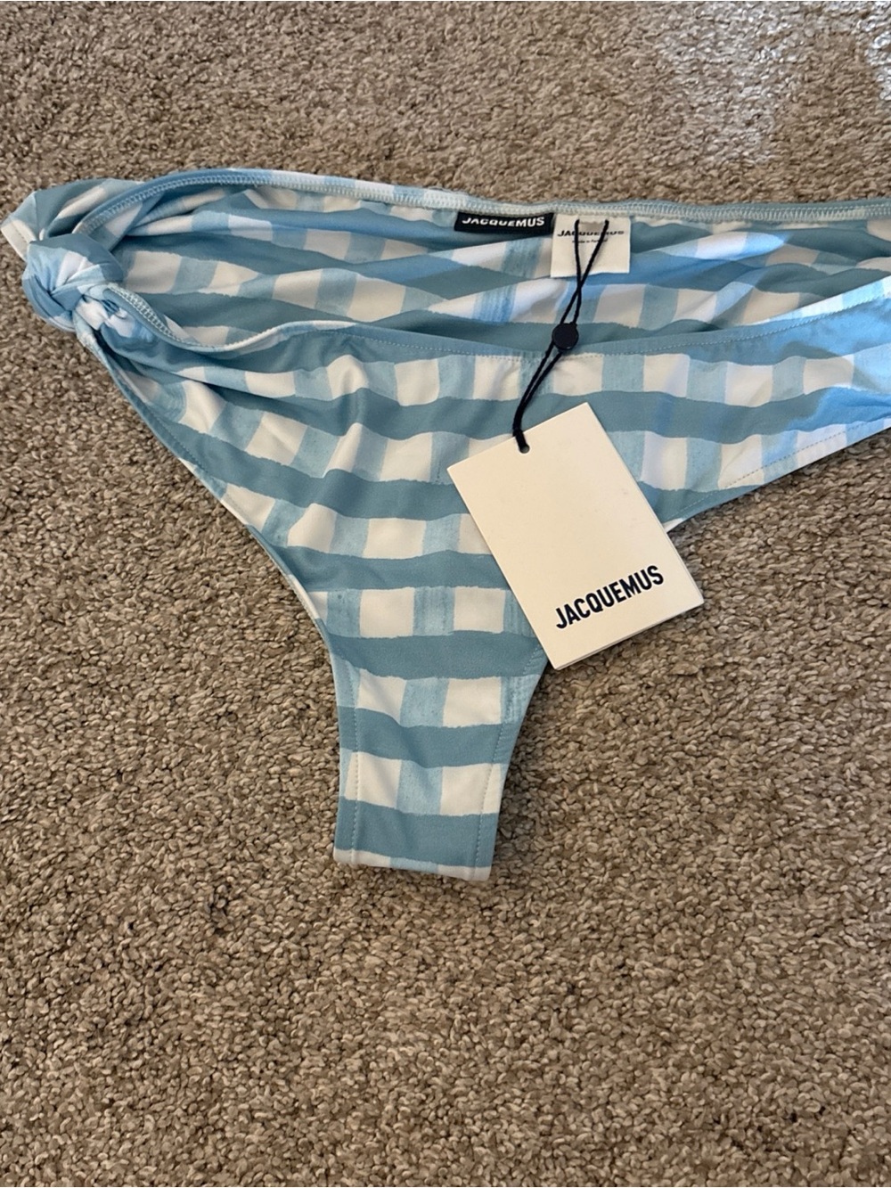 Jacquemus Light Blue and White Striped Bikini Brief